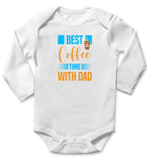 Best Coffee Time With Dad Long Sleeve Baby One-Piece