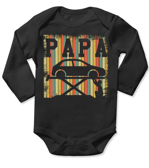Car Mechanic Papa Retro Vintage Fathers Day Long Sleeve Baby One-Piece