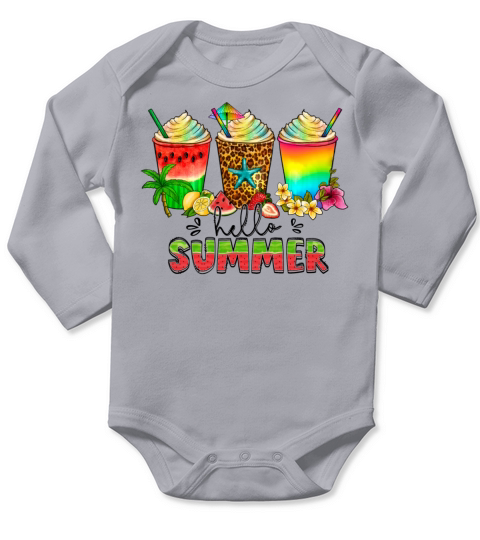 Hello Summer Beach Vintage Wild Free Flower Long Sleeve Baby One-Piece