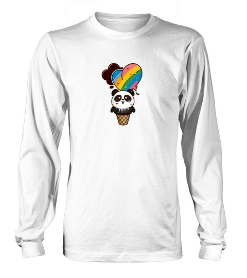 Cute Kawaii Panda Pride with rainbow ice con Heart Long sleeved Unisex