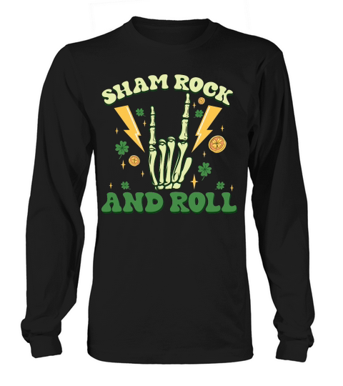 Shamrock and Roll Retro St Patrick Long sleeved Unisex