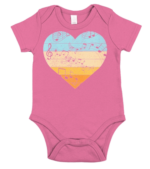 345Vintage Heart Music Notes Teacher Short Sleeve Baby One-Piece