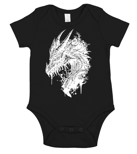 Creepy Vintage Dragon Short Sleeve Baby One-Piece