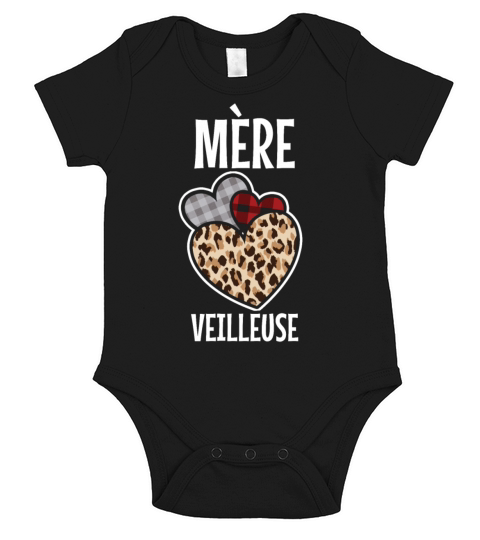 Hearts Leopard Mom French Happy Mothers Day Short Sleeve Baby One-Piece