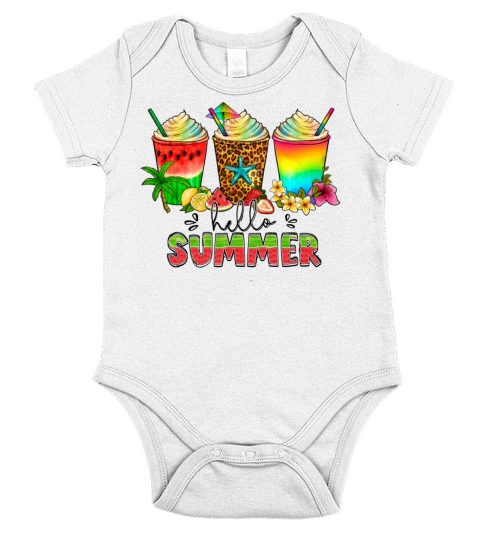 Hello Summer Beach Vintage Wild Free Flower Short Sleeve Baby One-Piece