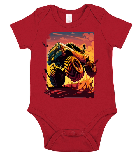 Monster Truck Madness Short Sleeve Baby One-Piece
