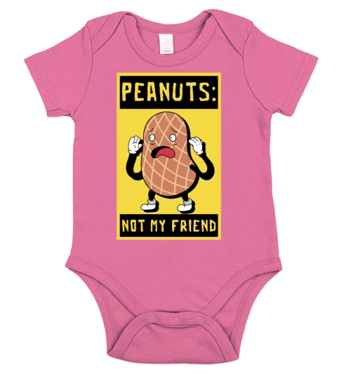 Peanuts Not My Friend Peanut Allergic Short Sleeve Baby One-Piece