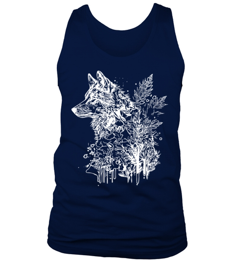 Vintage Wolf Head Portrait Nature Ink Tattoo Style Tank Top Unisex