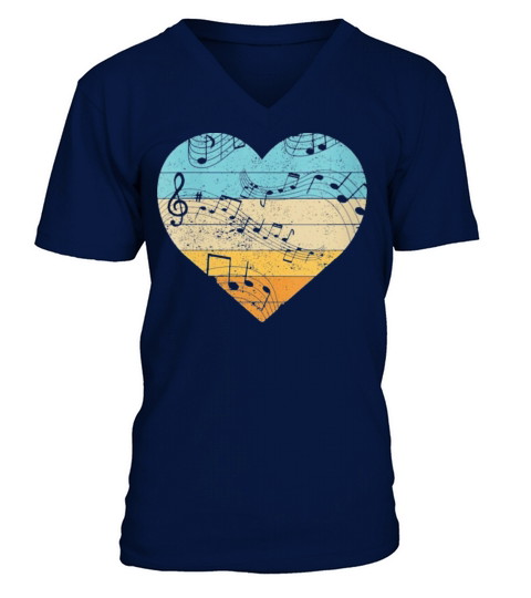 345Vintage Heart Music Notes Teacher V-Neck T-shirt