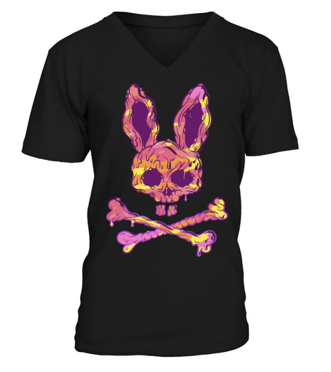 Rabbit Skull Psycho Horror V-Neck T-shirt