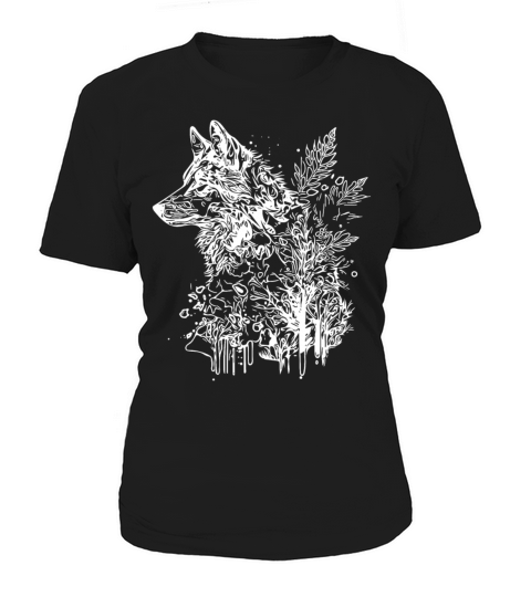 Vintage Wolf Head Portrait Nature Ink Tattoo Style Women's T-Shirt