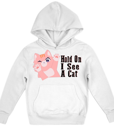 Hold On I See A Cat Vintage Cat Mom Kitten Kids Hoodie