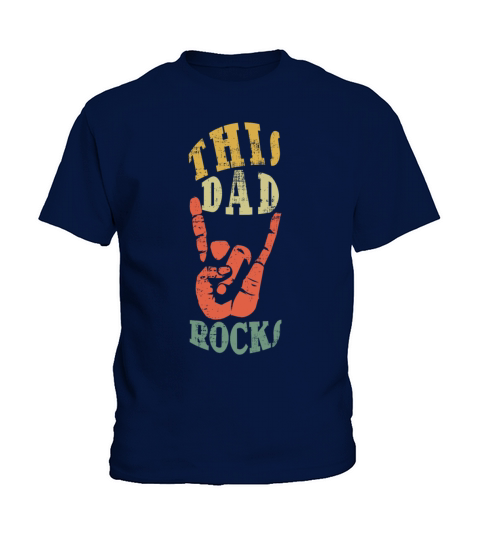 Dad Rocks Rocker Retro Vintage Fathers Day Kids T-Shirt