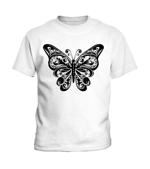 Elegant Vintage Butterfly Tattoo Style Kids T-Shirt