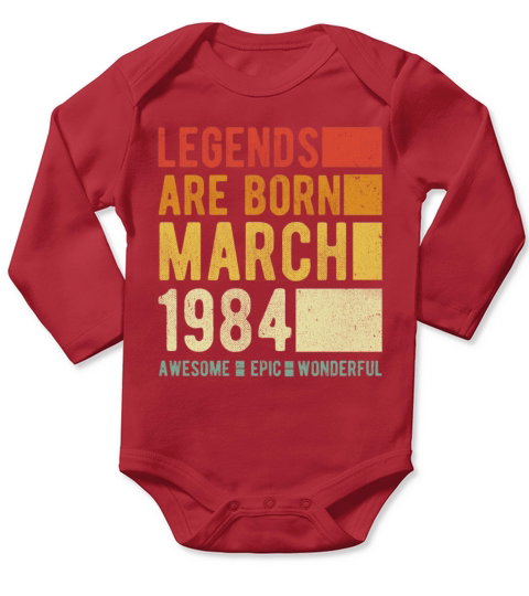 Birthday March 1984 Long Sleeve Baby One-Piece