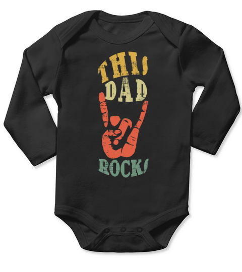 Dad Rocks Rocker Retro Vintage Fathers Day Long Sleeve Baby One-Piece