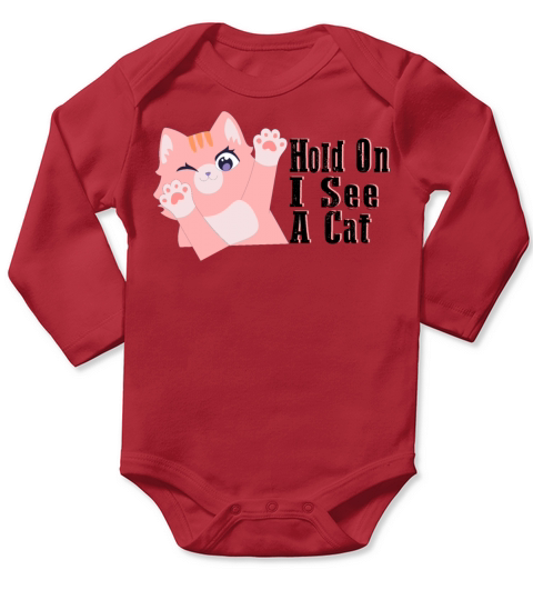 Hold On I See A Cat Vintage Cat Mom Kitten Long Sleeve Baby One-Piece