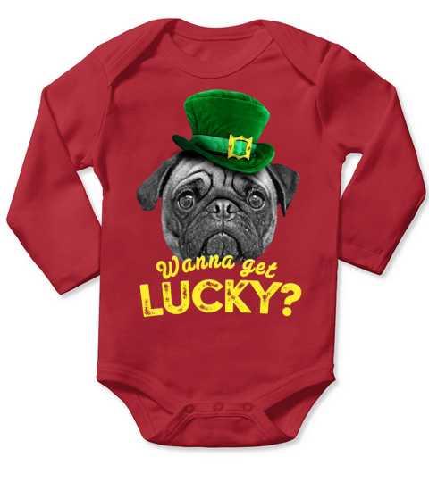 St Patricks Day Pug Lucky Long Sleeve Baby One-Piece