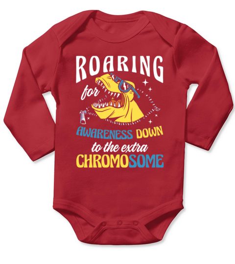 World Down Syndrome Day Dinosaur Awareness Ribbon Long Sleeve Baby One-Piece