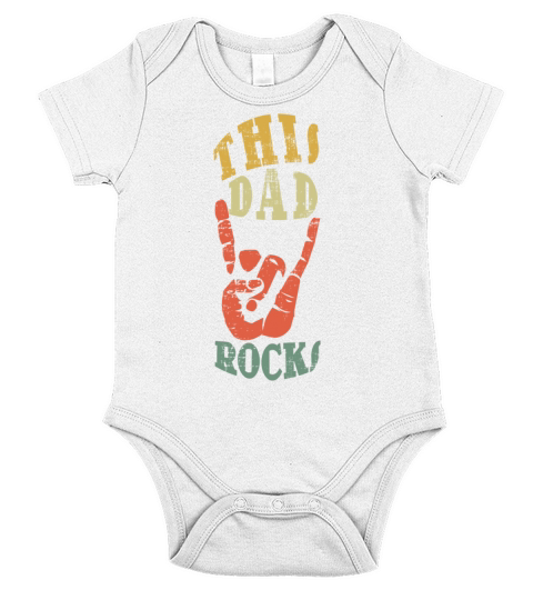 Dad Rocks Rocker Retro Vintage Fathers Day Short Sleeve Baby One-Piece