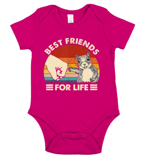 Retro Vintage Squirrel Best Friend For Life Fist B Short Sleeve Baby One-Piece