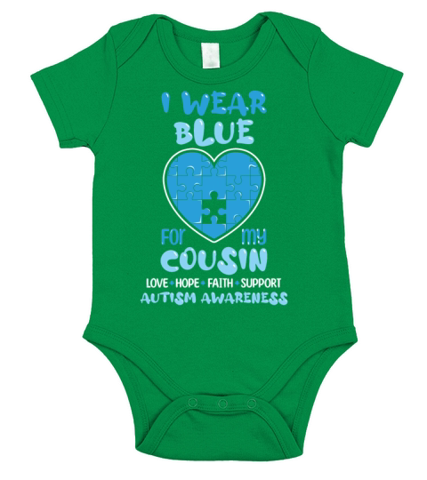 Wear Puzzle April Blue For Cousin Autism Awareness Short Sleeve Baby One-Piece