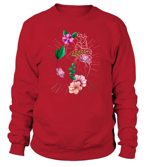 Anatomical Heart And Flowers Sweatshirt Unisex