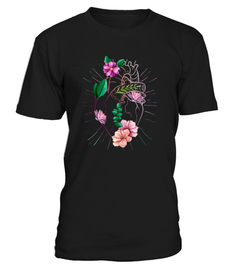 Anatomical Heart And Flowers T-Shirt Unisex