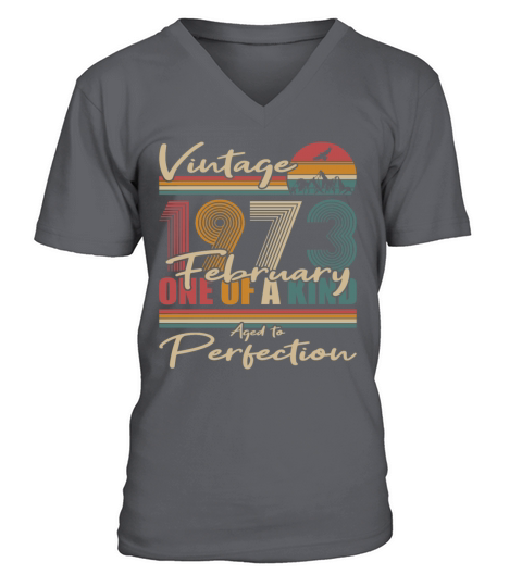 50th birthday february 1973 vintage 1973 V-Neck T-shirt