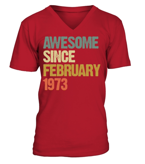 Groovy Retro Awesome Since February 1973 V-Neck T-shirt