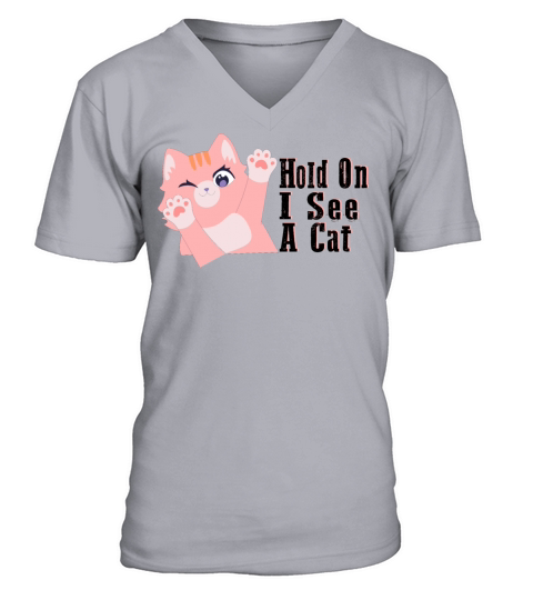 Hold On I See A Cat Vintage Cat Mom Kitten V-Neck T-shirt