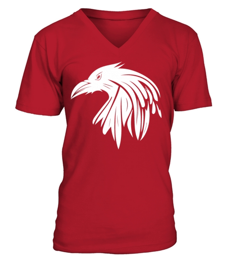 Raven With A Sinister Look As A Tattoo Portrait V-Neck T-shirt