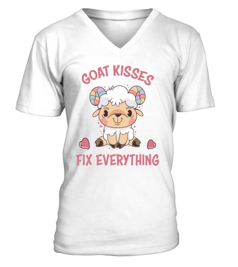 Spreading Love Laughter Goat Kisses Fix Everything V-Neck T-shirt