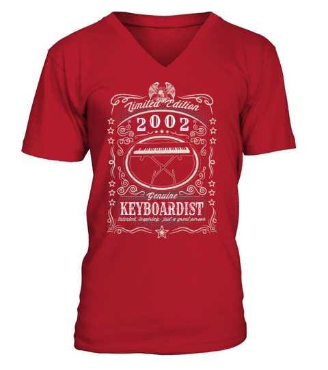 Vintage 2002 Keyboardist Birthday Gift Keyboard V-Neck T-shirt