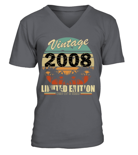 Vintage 2008 Birthday V-Neck T-shirt