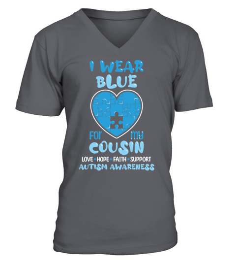 Wear Puzzle April Blue For Cousin Autism Awareness V-Neck T-shirt
