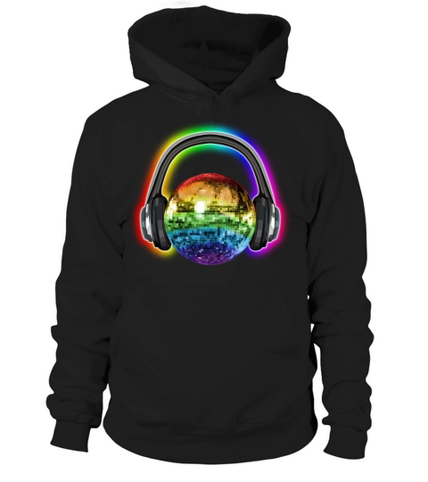 Glowing Rainbow Disco Ball Headphones Hoodie Unisex