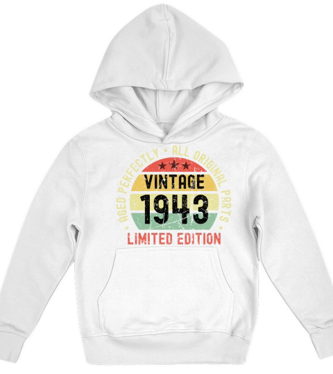 80th Birthday Vintage 1943 Kids Hoodie