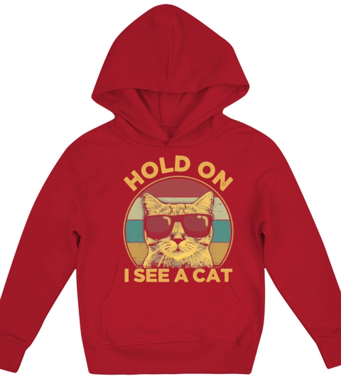 Hold on I See a Cat Funny Cat lover Kids Hoodie