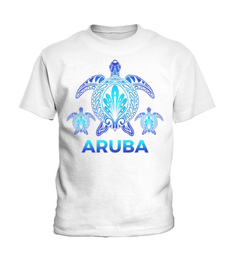 Vintage Aruba Ocean Blue Sea Turtle Souvenirs Kids T-Shirt