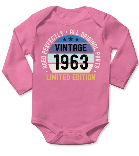 60th Birthday Vintage 1963 Long Sleeve Baby One-Piece