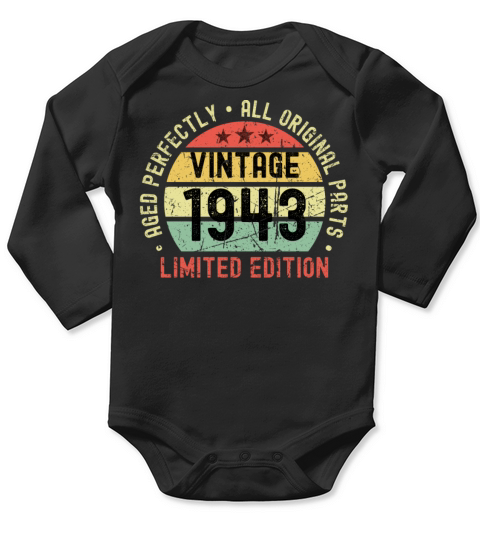 80th Birthday Vintage 1943 Long Sleeve Baby One-Piece