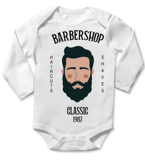 Barbershop Haircuts and Shaves Long Sleeve Baby One-Piece