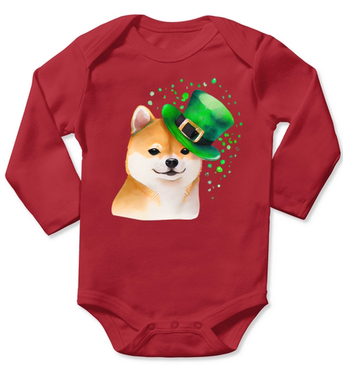 Cute Shiba Inu Dog Saint Patricks Day Long Sleeve Baby One-Piece