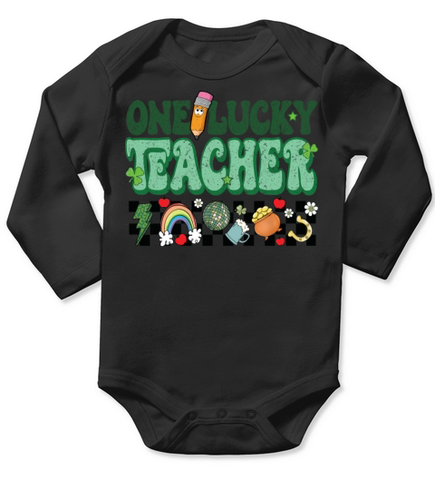 Lucky Teacher Saint Paddys St Patricks Day Vintage Long Sleeve Baby One-Piece