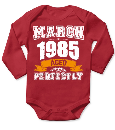 March 1985 Vintage Birthday Present Long Sleeve Baby One-Piece