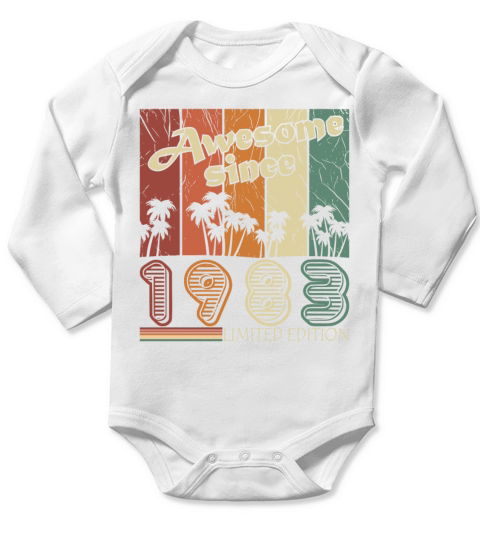 Original 1983 vintage birthday retro Long Sleeve Baby One-Piece