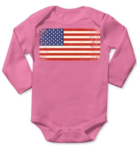 Vintage Retro USA Flag Long Sleeve Baby One-Piece