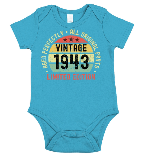 80th Birthday Vintage 1943 Short Sleeve Baby One-Piece