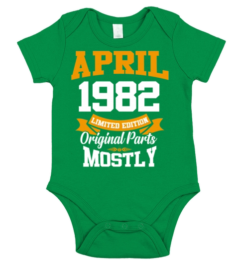 April 1982 Vintage Birthday Present Short Sleeve Baby One-Piece